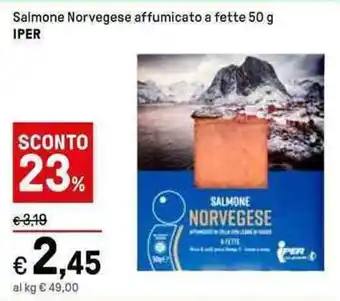 Iper La Grande Salmone Norvegese affumicato a fette 50 g IPER offerta