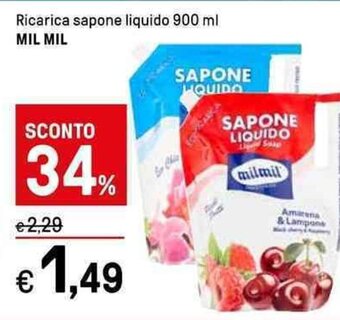 Iper La Grande Ricarica sapone liquido 900 ml MIL MIL offerta