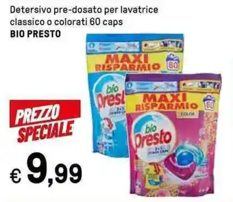 Iper La Grande Detersivo pre-dosato per lavatrice classico o colorati 60 caps BIO PRESTO offerta