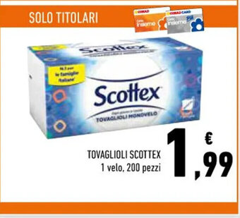 Conad TOVAGLIOLI SCOTTEX 1 velo, 200 pezzi offerta