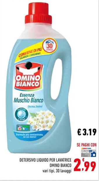 Conad DETERSIVO LIQUIDO PER LAVATRICE OMINO BIANCO vari tipi, 30 lavaggi offerta