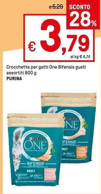 Iper La Grande Crocchette per gatti One Bifensis gusti assortiti 800 g PURINA offerta