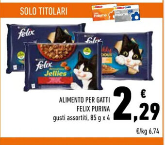 Conad ALIMENTO PER GATTI FELIX PURINA gusti assortiti, 85 g x 4 offerta