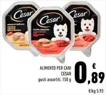 Conad ALIMENTO PER CANI CESAR gusti assortiti, 150 g offerta
