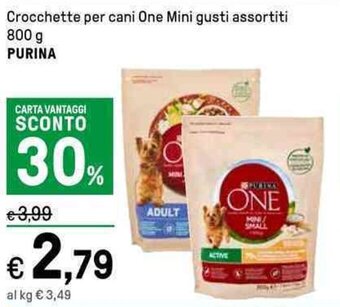 Iper La Grande Crocchette per cani One Mini gusti assortiti 800 g PURINA offerta