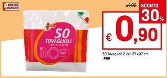 50 Tovaglioli 2 Veli 37 x 37 cm IPER