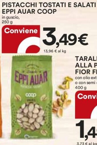 Coop PISTACCHI TOSTATI E SALATI EPPI AUAR COOP in guscio, 250 g offerta