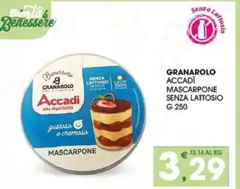 SeBón Supermercati GRANAROLO ACCADÌ MASCARPONE SENZA LATTOSIO G 250 offerta