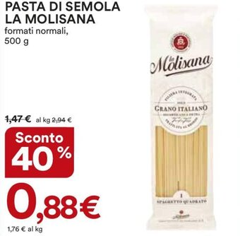 Coop PASTA DI SEMOLA LA MOLISANA formati normali, 500 g offerta