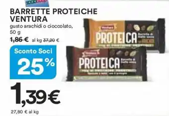 Coop BARRETTE PROTEICHE VENTURA gusto arachidi o cioccolato, 50 g offerta