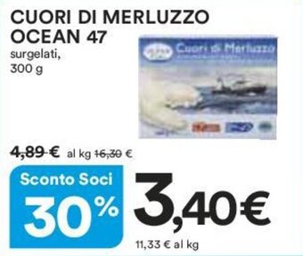 Coop CUORI DI MERLUZZO OCEAN 47 surgelati, 300 g offerta