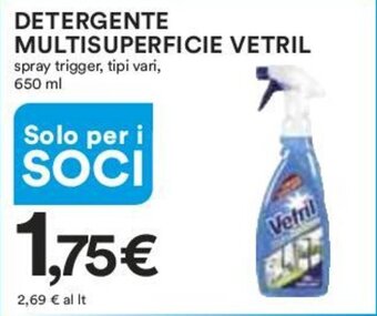 Coop DETERGENTE MULTISUPERFICIE VETRIL spray trigger, tipi vari, 650 ml offerta