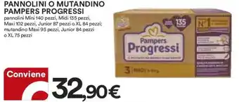 Coop PANNOLINI O MUTANDINO PAMPERS PROGRESSI pannolini Mini 140 pezzi offerta