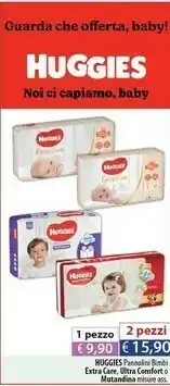 Acqua & Sapone Huggies Pannolini Bimbi Extra Care/ Ultra Comfort/ Mutandina offerta