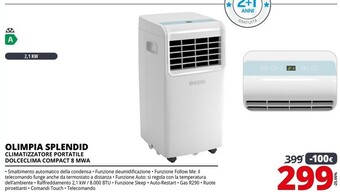 Olimpia splendid climatizzatore portatile dolceclima compact 8 mwa
