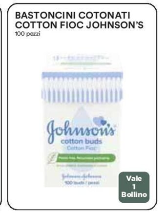 Coop BASTONCINI COTONATI COTTON FIOC JOHNSON'S 100 pezzi offerta
