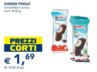 KINDER PINGUÌ cioccolato o cocco, conf. 4x30 g