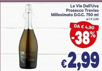 A&O Le vie dell'uva Prosecco Treviso Millesimato Doc 750 Ml offerta