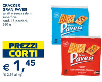 Esselunga CRACKER GRAN PAVESI salati o senza sale in superficie, conf. 18 porzioni, 560 g offerta