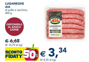Esselunga LUGANEGHE AIA di pollo e tacchino, 400 g offerta