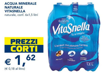 Esselunga ACQUA MINERALE NATURALE VITASNELLA naturale, conf. 6x1,5 litri offerta