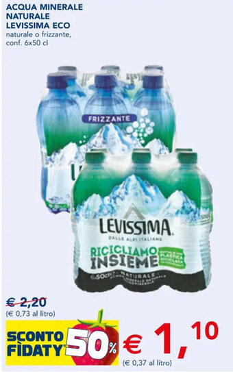 Esselunga ACQUA MINERALE NATURALE LEVISSIMA ECO naturale o frizzante, conf. 6x50 cl offerta