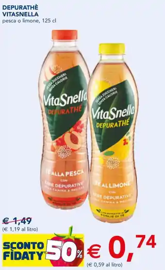 Esselunga DEPURATHÈ VITASNELLA pesca o limone, 125 cl offerta
