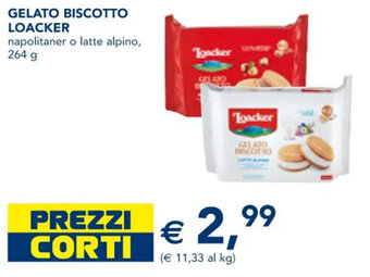 Esselunga GELATO BISCOTTO LOACKER napolitaner o latte alpino, 264 g offerta