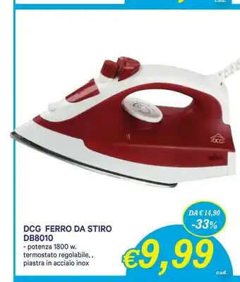A&O DCG Eltronic DB8010 Ferro da stiro a secco e a vapore Acciaio inossidabile 1800W Rosso, Bianco ferro da stiro offerta