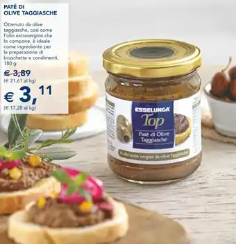 Esselunga PATÉ DI OLIVE TAGGIASCHE 180 g offerta