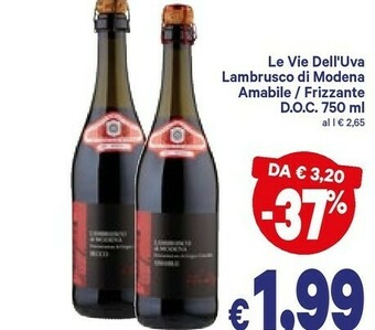 A&O Le vie dell'uva Lambrusco Di Modena Amabile 750 G(ml) offerta