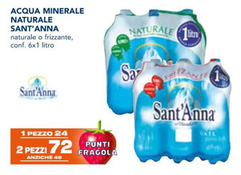 Esselunga ACQUA MINERALE NATURALE SANT'ANNA naturale o frizzante, conf. 6x1 litro offerta