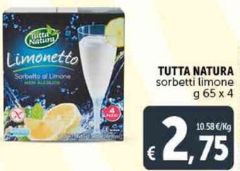 Deco Supermercati TUTTA NATURA sorbetti limone g 65 x 4 offerta