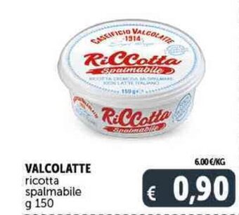 Deco Supermercati VALCOLATTE ricotta spalmabile g 150 offerta