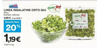 Coop Orto Qui Insalatine Valeriana offerta