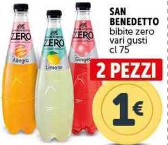 Deco Supermercati SAN BENEDETTO bibite zero vari gusti cl 75 offerta