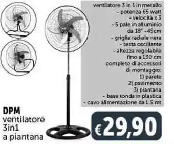 DPM ventilatore 3in1 a piantana