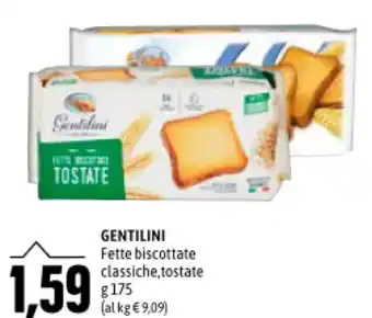GENTILINI Fette biscottate classiche,tostate g175