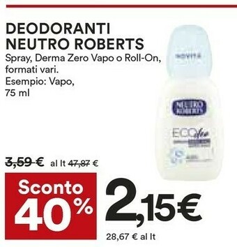 Coop Neutro Roberts Deodoranti Vapo offerta