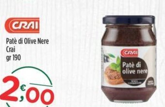 Crai Patè di Olive Nere Crai gr 190 offerta