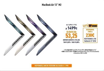 Unieuro MacBook Air 13" M2 offerta