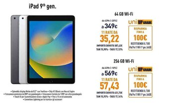 Unieuro iPad 9th gen. 64 GB Wi-Fi offerta