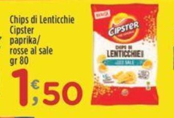 Crai Chips di Lenticchie Cipster paprika/ rosse al sale gr 80 offerta