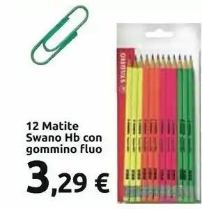 Carrefour Market Stabilo 12 Matite Swano Hb Con Gommino Fluo offerta
