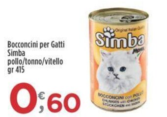 Crai Bocconcini per Gatti Simba pollo/tonno/vitello gr 415 offerta