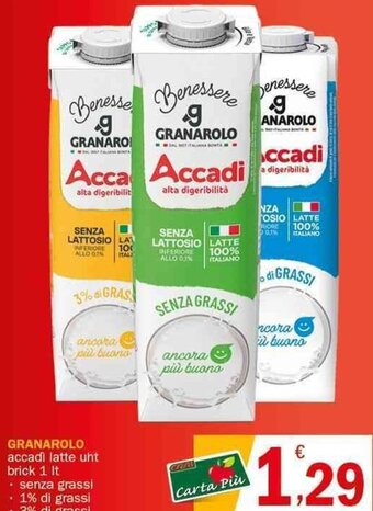 Crai GRANAROLO accadì latte uht brick 1. It offerta