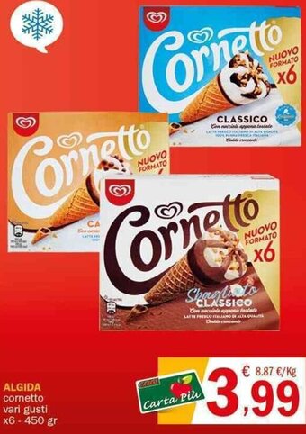 Crai ALGIDA cornetto vari gusti x6 - 450 gr offerta