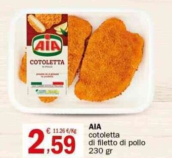Crai AIA cotoletta di filetto di pollo 230 gr offerta