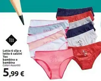 Carrefour Market Tex Lotto 6 Slip O Lotto 6 Calzini offerta