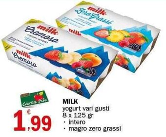 Crai MILK yogurt vari gusti 8 x 125 gr offerta